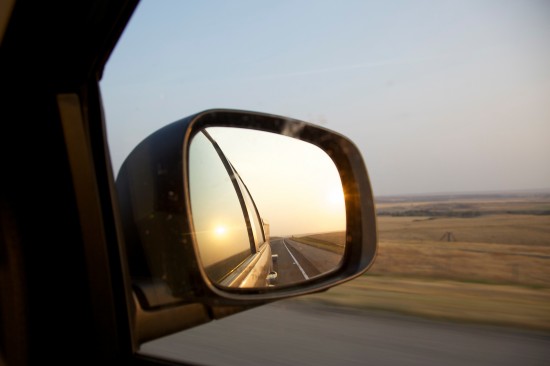 rearview sunset